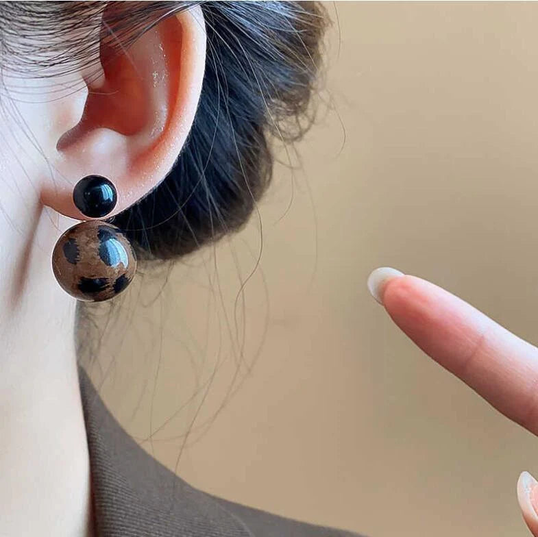 Leopard ball earrings