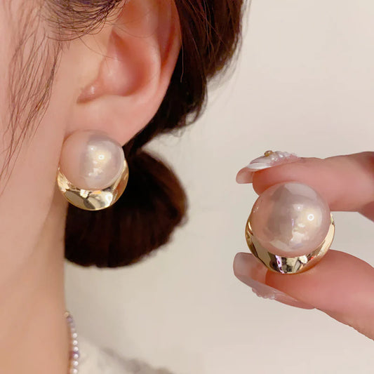 French retro pearl geometric earrings
