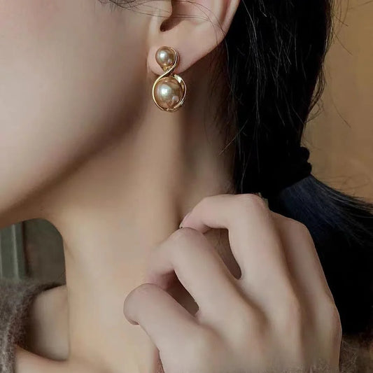 New style trendy and fashionable all-match cross pearl earrings