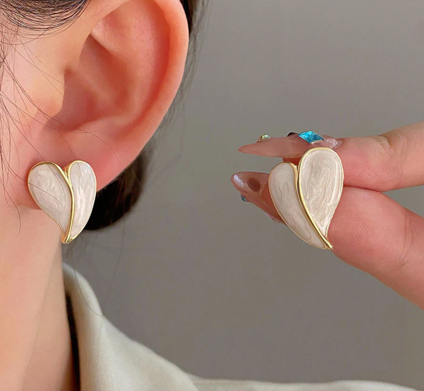 Drip glaze love earrings