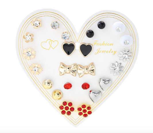 New monthly 12 pairs card-mounted earrings set