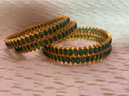 Green Premium Antique Finish Bangle(set of 4)