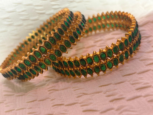 Green Premium Antique Finish Bangle(set of 4)