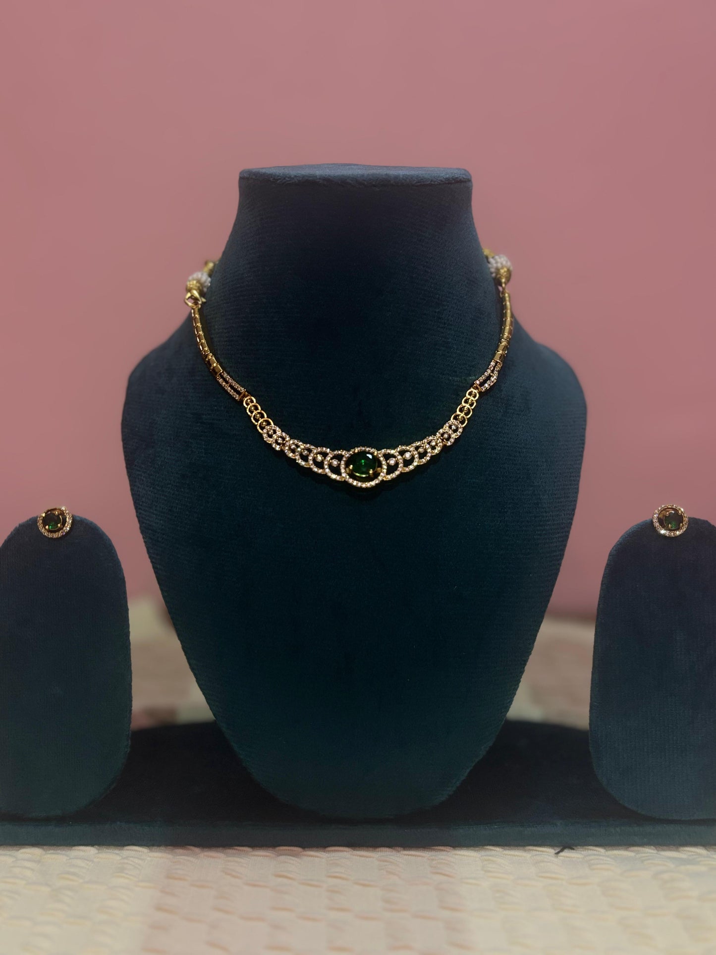 Premium Neckpiece changeable 5 Different colored stones with Stud Earings