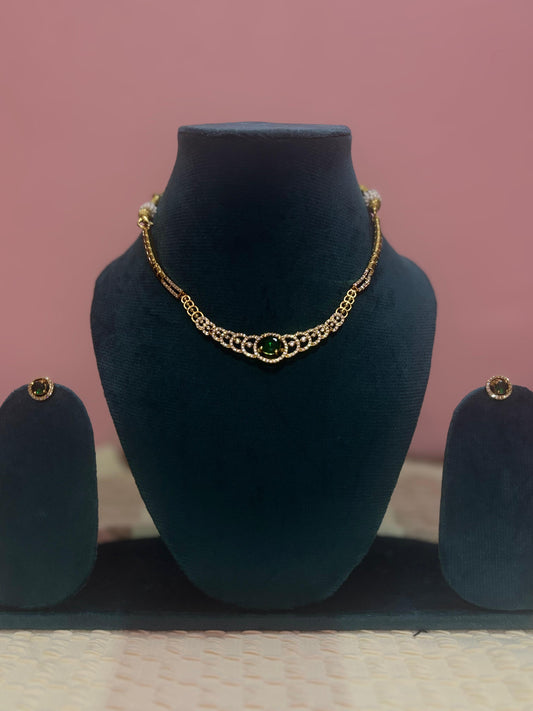 Premium Neckpiece changeable 5 Different colored stones with Stud Earings